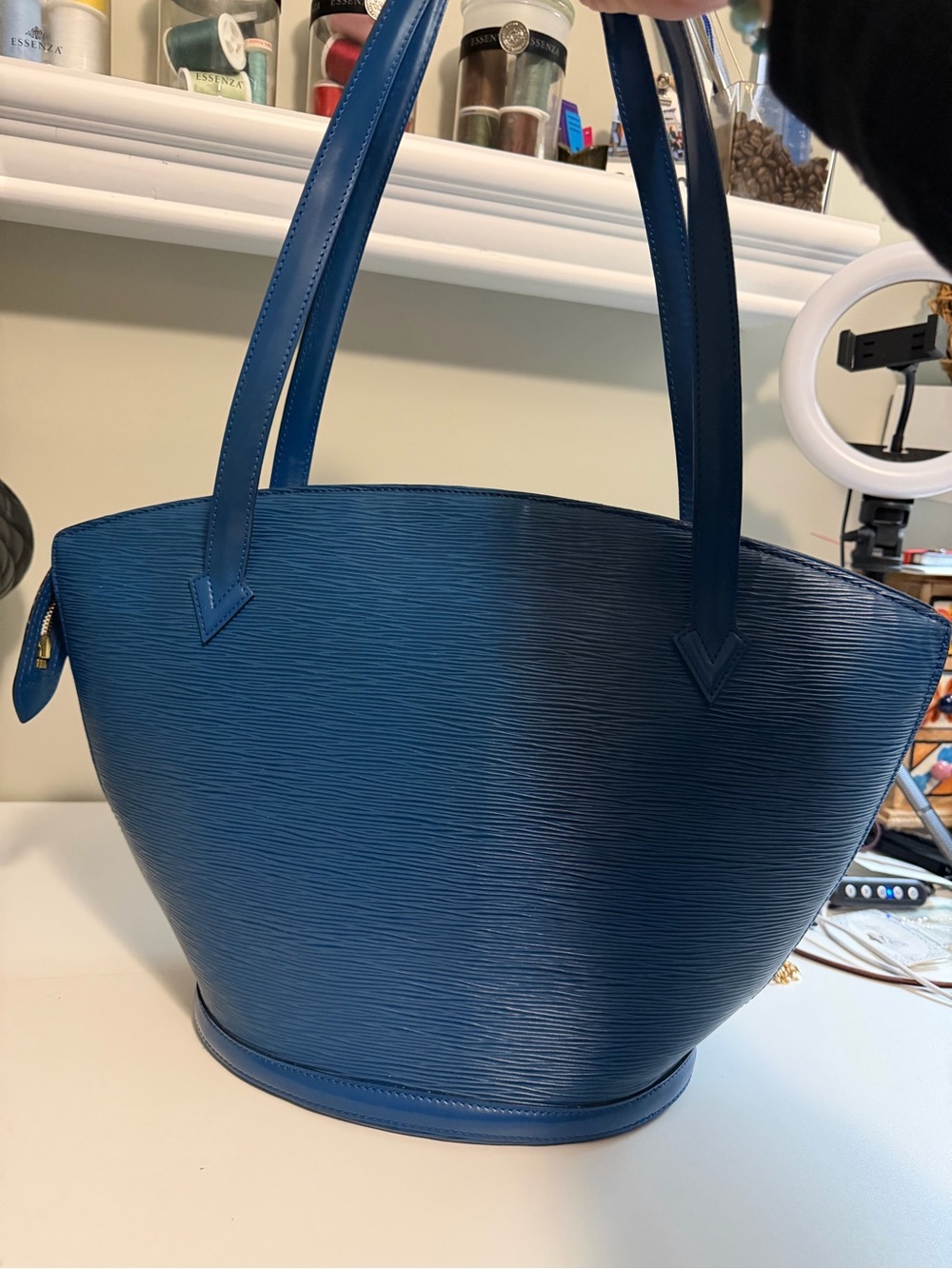 Louis Vuitton Blue Epi Leather Saint Jacques Tote